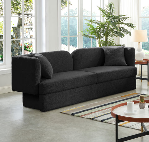 Arden 91" Black Boucle Fabric Upholstered Sofa, 1 Piece