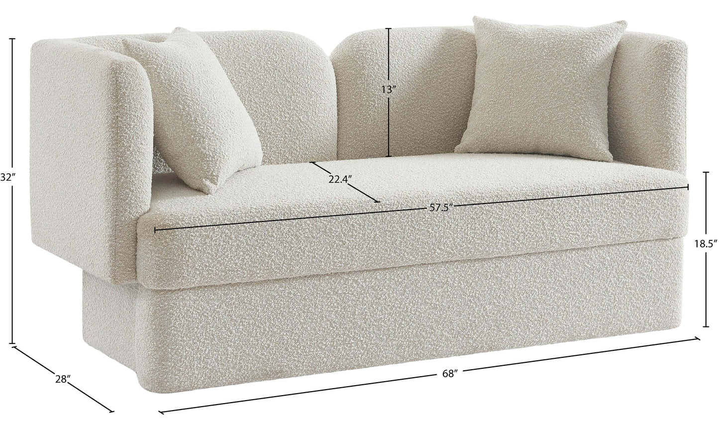 manchester cream boucle fabric loveseat l