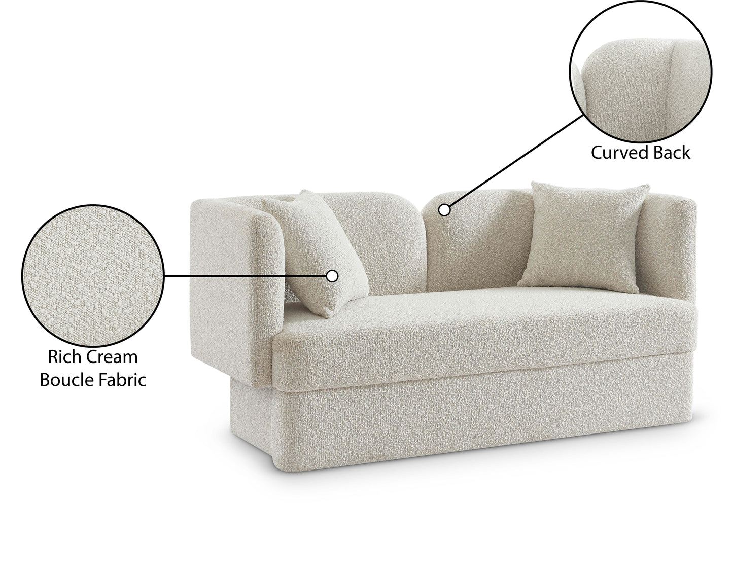 manchester cream boucle fabric loveseat l