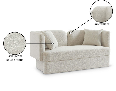 Arden 68" Cream Boucle Fabric Upholstered Loveseat, 1 Piece