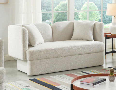 Arden 68" Cream Boucle Fabric Upholstered Loveseat, 1 Piece