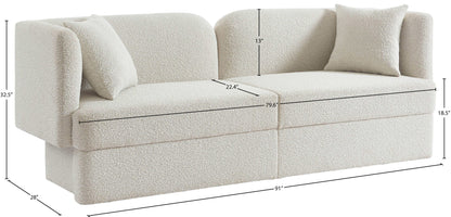 Manchester Cream Boucle Fabric Sofa S