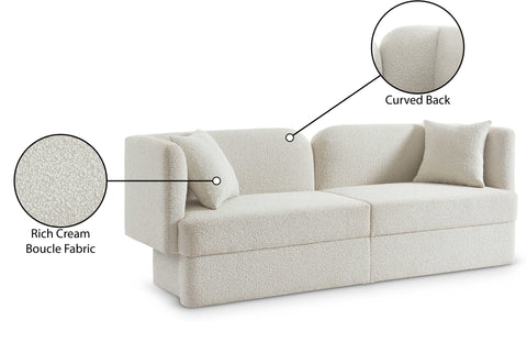 Arden 91" Cream Boucle Fabric Upholstered Sofa, 1 Piece