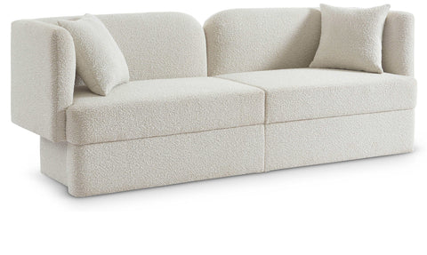 Arden 91" Cream Boucle Fabric Upholstered Sofa, 1 Piece