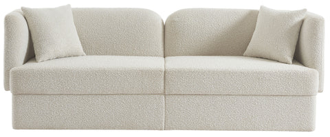 Arden 91" Cream Boucle Fabric Upholstered Sofa, 1 Piece