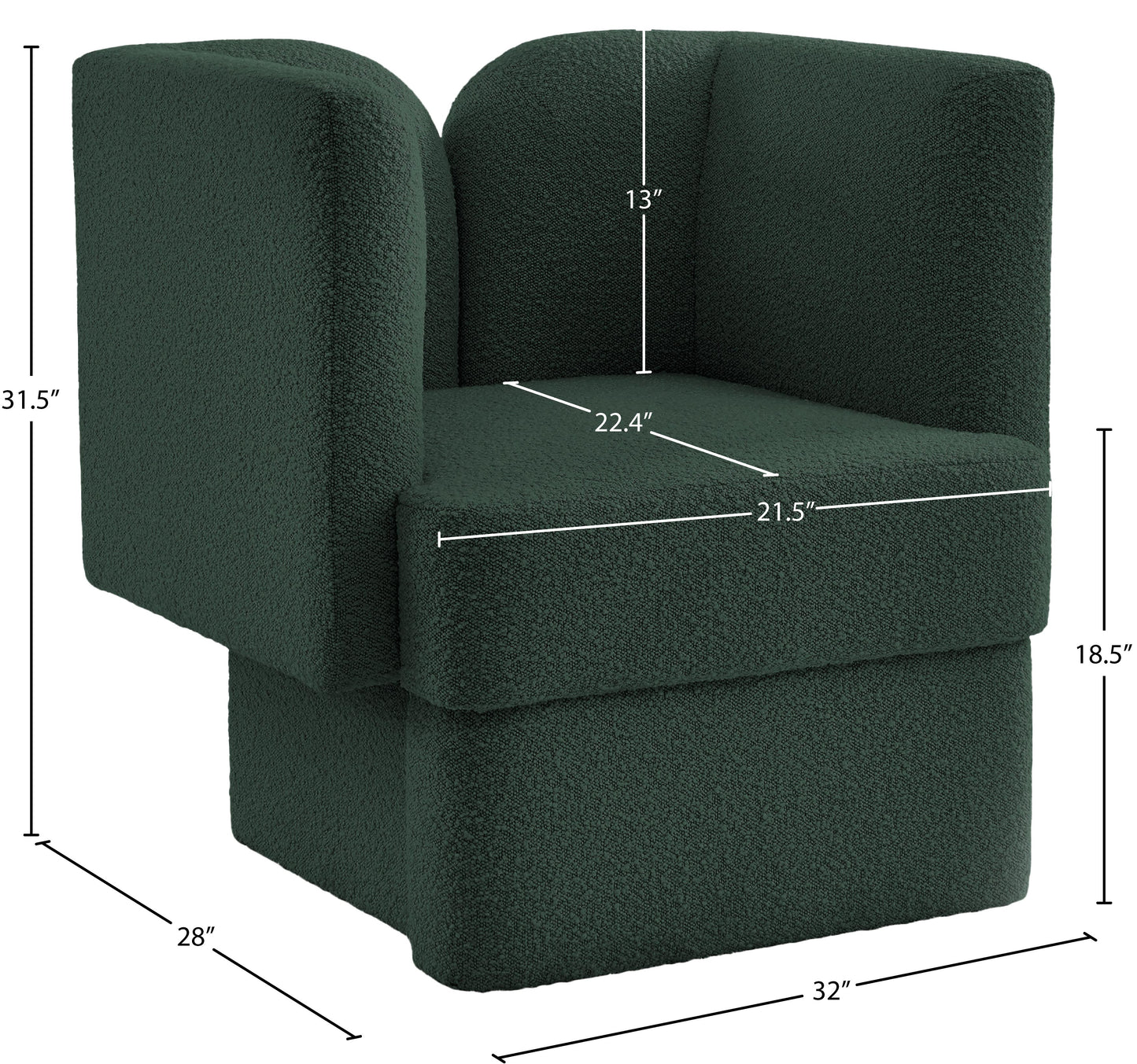 manchester green boucle fabric chair c