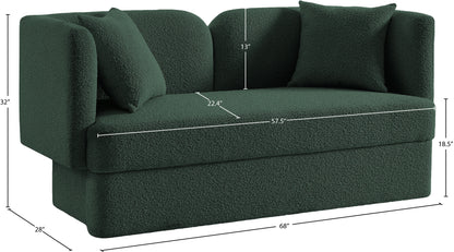 Manchester Green Boucle Fabric Loveseat L