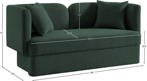 Arden 68" Green Boucle Fabric Upholstered Loveseat, 1 Piece