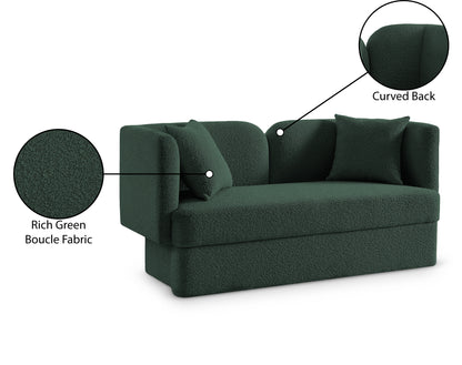 Manchester Green Boucle Fabric Loveseat L