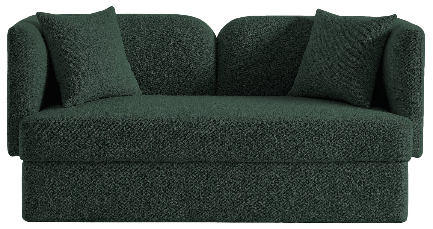 manchester green boucle fabric loveseat l