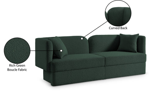 Arden 91" Green Boucle Fabric Upholstered Sofa, 1 Piece
