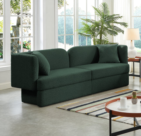 Arden 91" Green Boucle Fabric Upholstered Sofa, 1 Piece