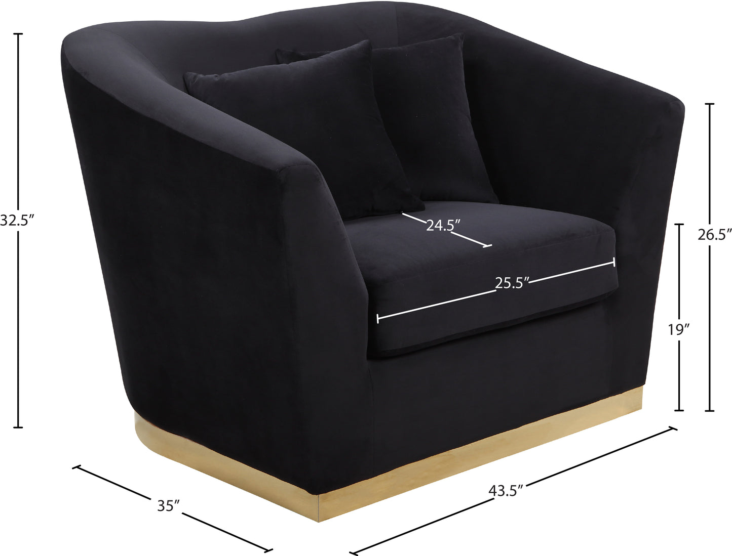 quadra black velvet chair c