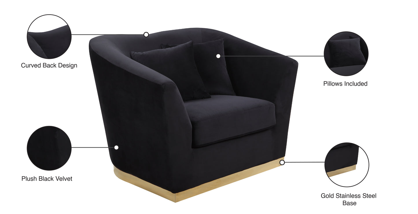 quadra black velvet chair c