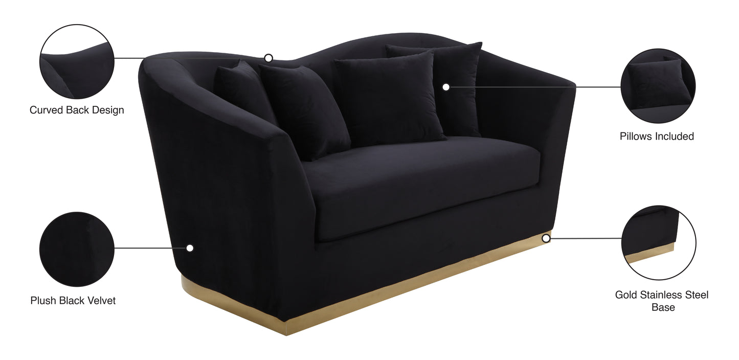 quadra black velvet loveseat l