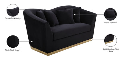 Quadra Black Velvet Loveseat L