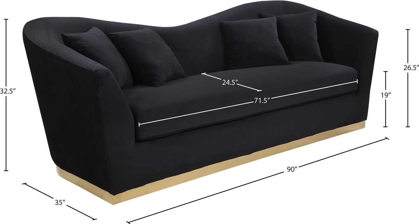 quadra black velvet sofa s