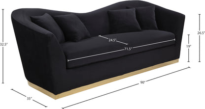 Quadra Black Velvet Sofa S