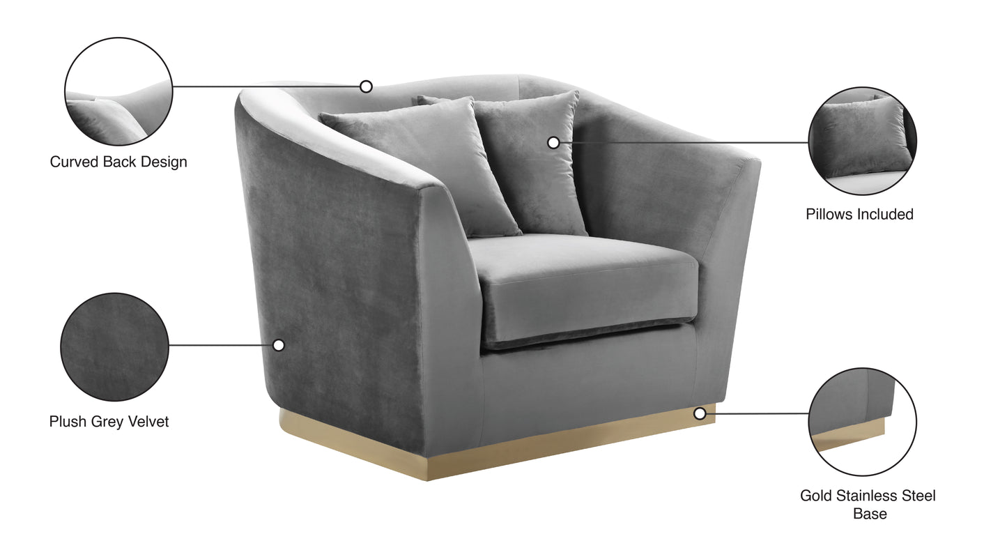 quadra grey velvet chair c