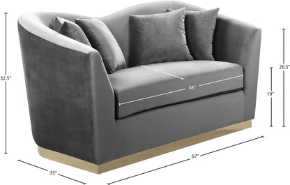 Quadra Grey Velvet Loveseat L