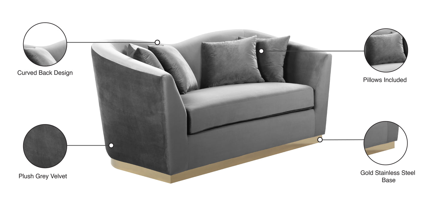 quadra grey velvet loveseat l