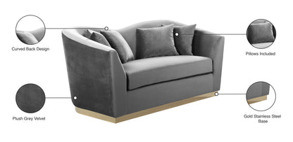 Quadra Grey Velvet Loveseat L