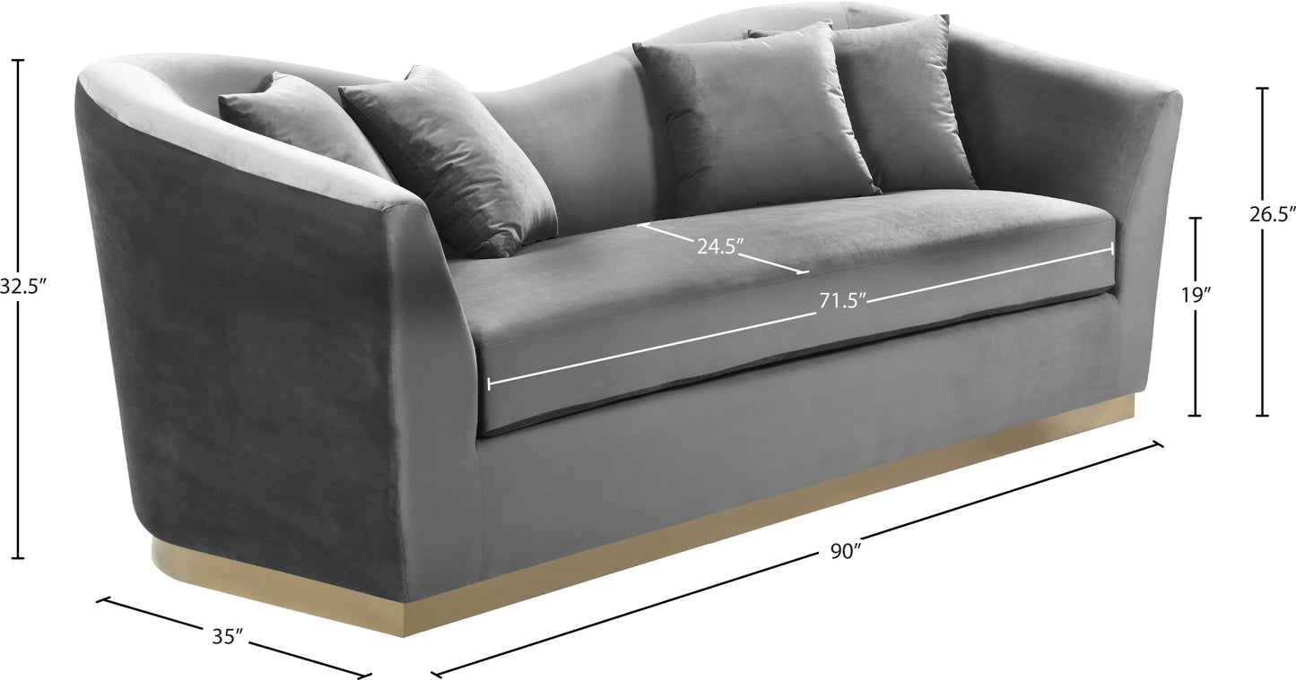 quadra grey velvet sofa s