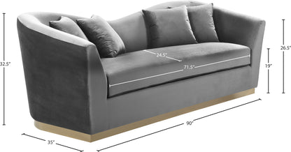 Quadra Grey Velvet Sofa S