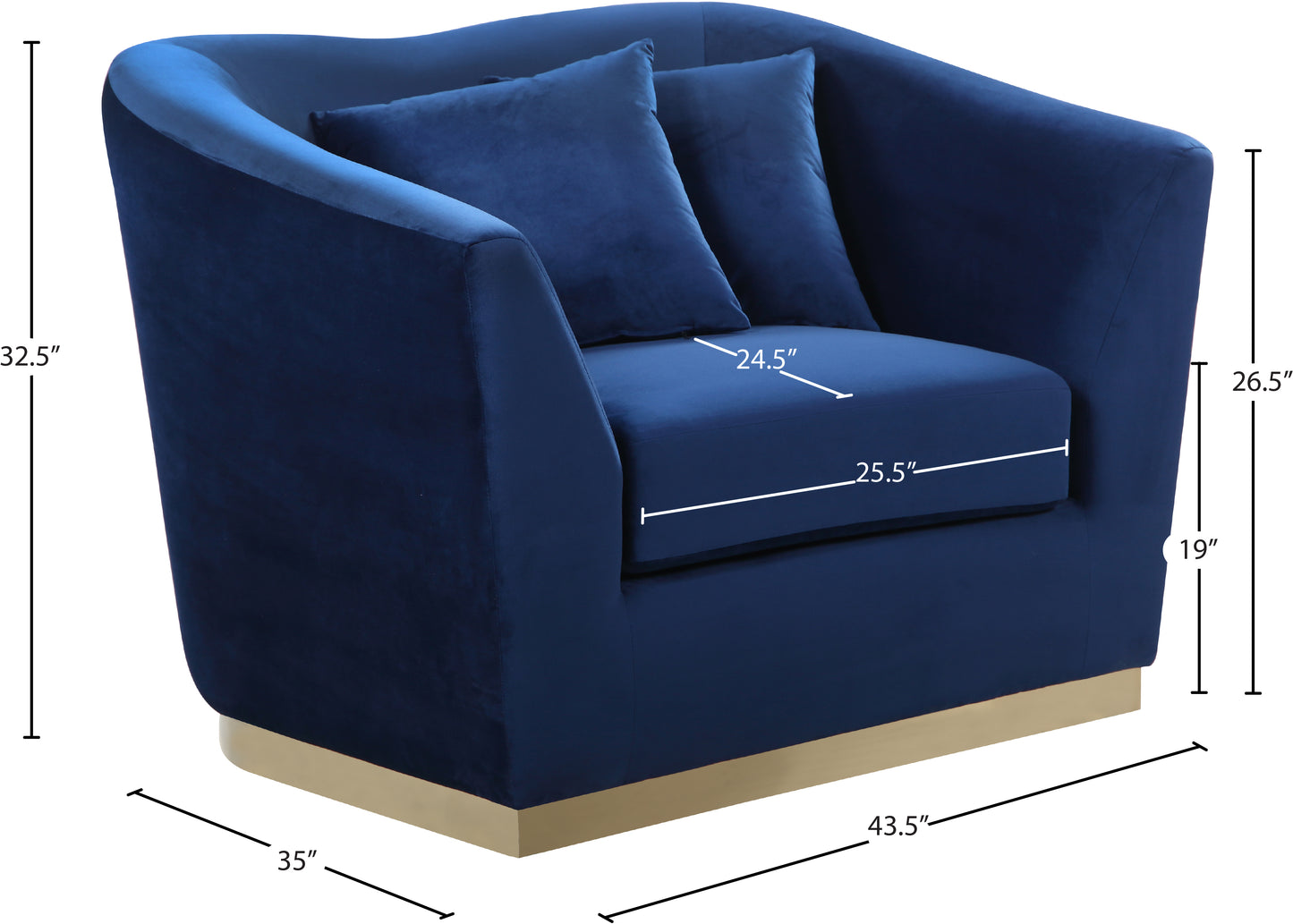 quadra navy velvet chair c