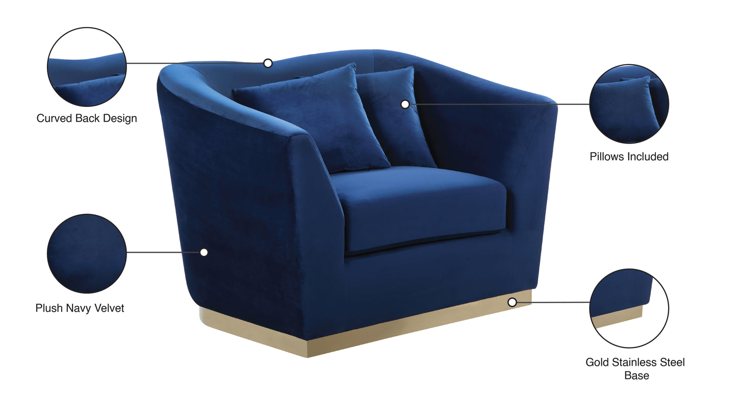 quadra navy velvet chair c