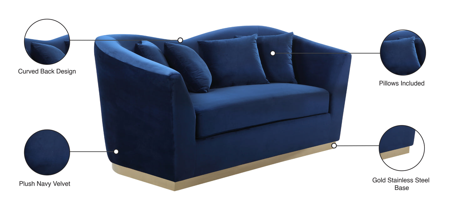 quadra navy velvet loveseat l