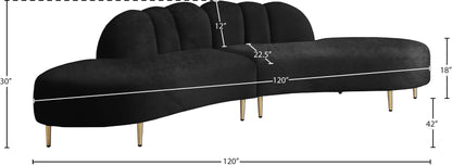 Preston Black Velvet 2pc. Sectional Sectional