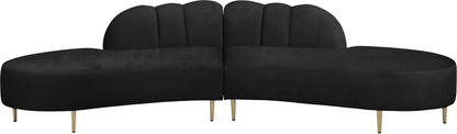 Preston Black Velvet 2pc. Sectional Sectional