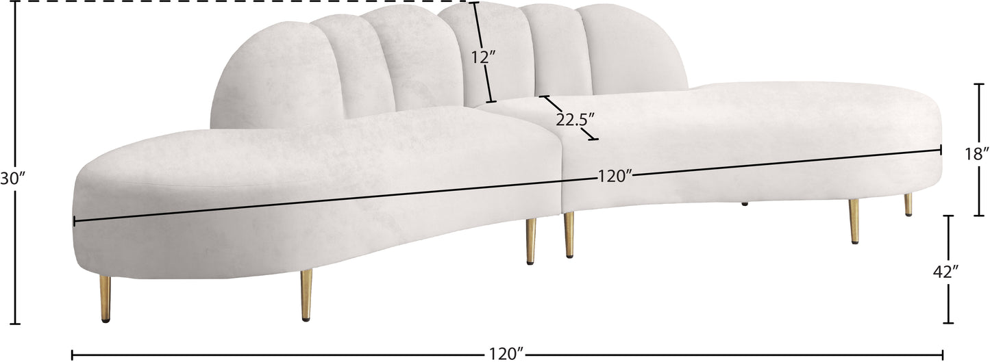 preston cream velvet 2pc. sectional sectional