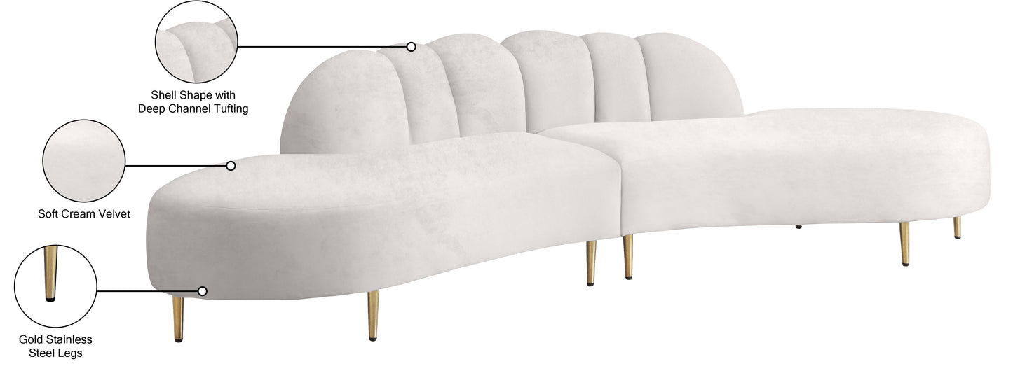 preston cream velvet 2pc. sectional sectional