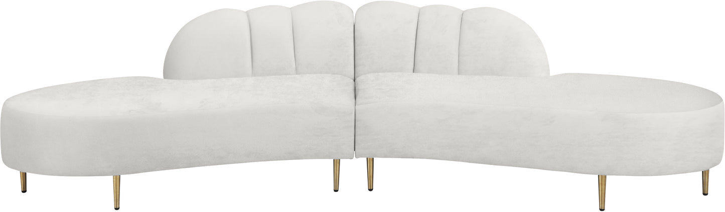 preston cream velvet 2pc. sectional sectional