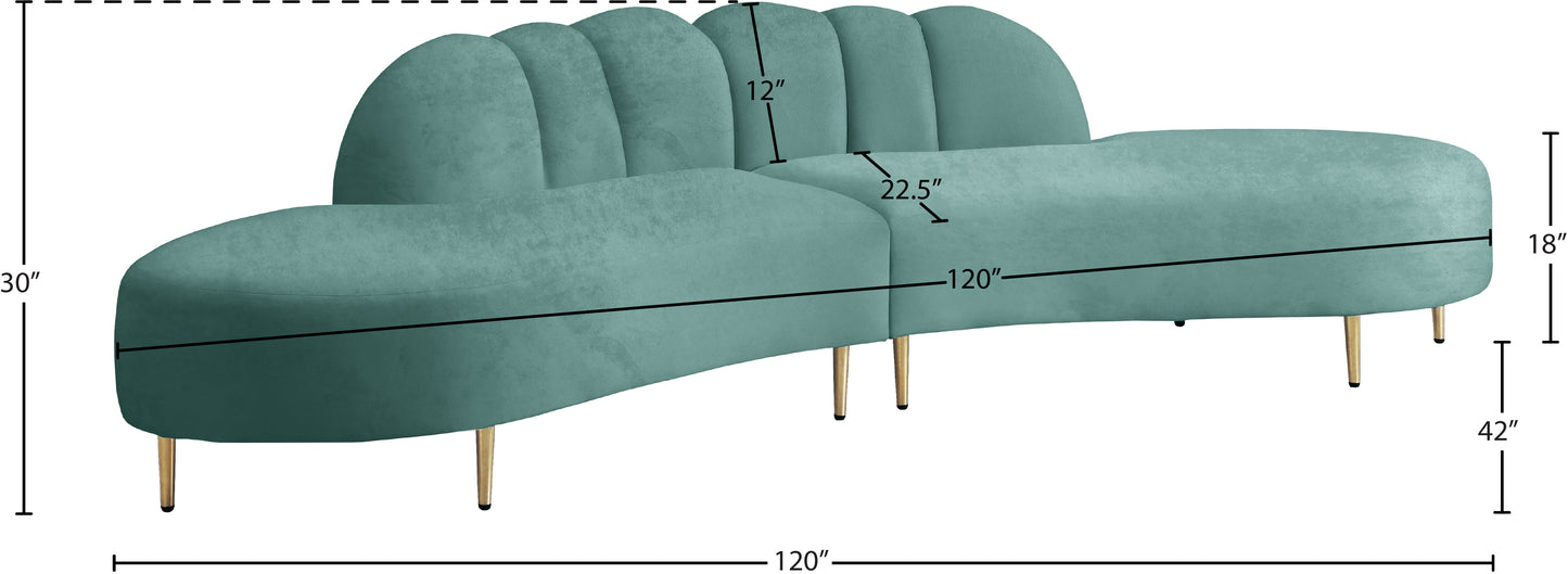 preston mint velvet 2pc. sectional sectional