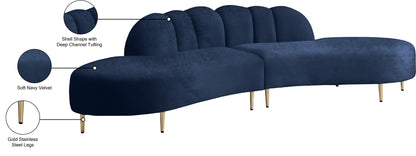 Preston Navy Velvet 2pc. Sectional Sectional