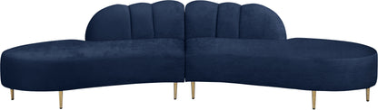 Preston Navy Velvet 2pc. Sectional Sectional