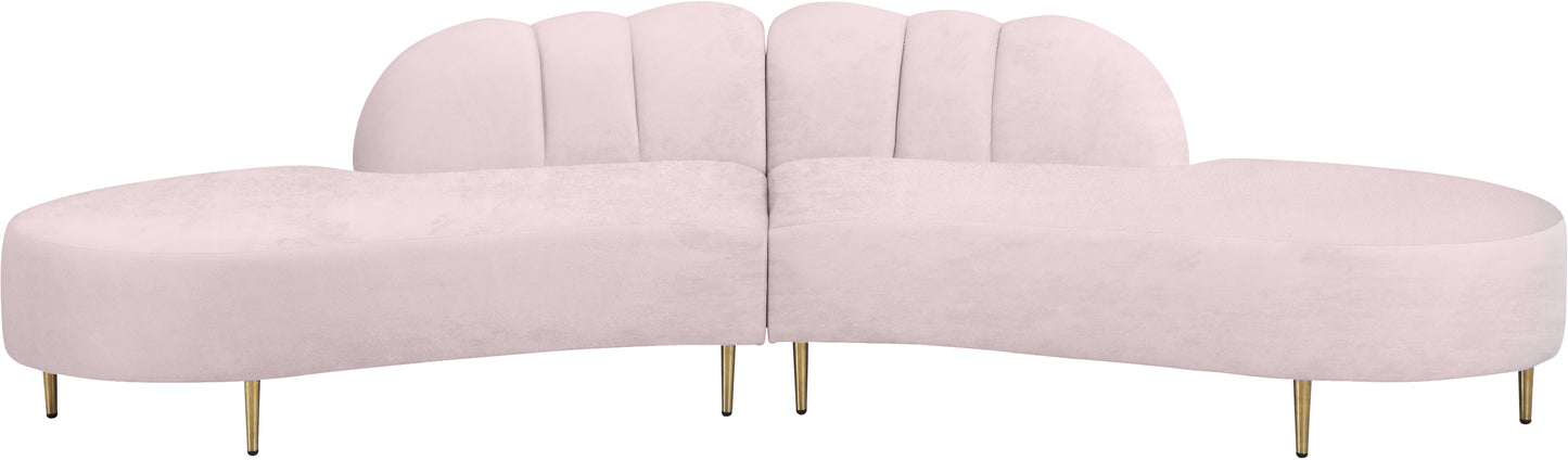 preston pink velvet 2pc. sectional sectional