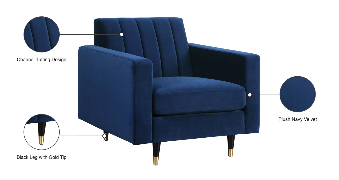 brandy navy velvet chair c