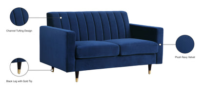 Brandy Navy Velvet Loveseat L