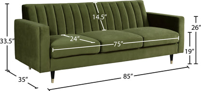 Brandy Olive Velvet Sofa S