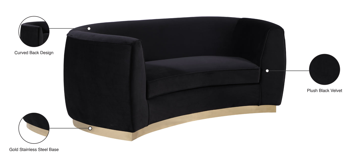 allure black velvet loveseat l