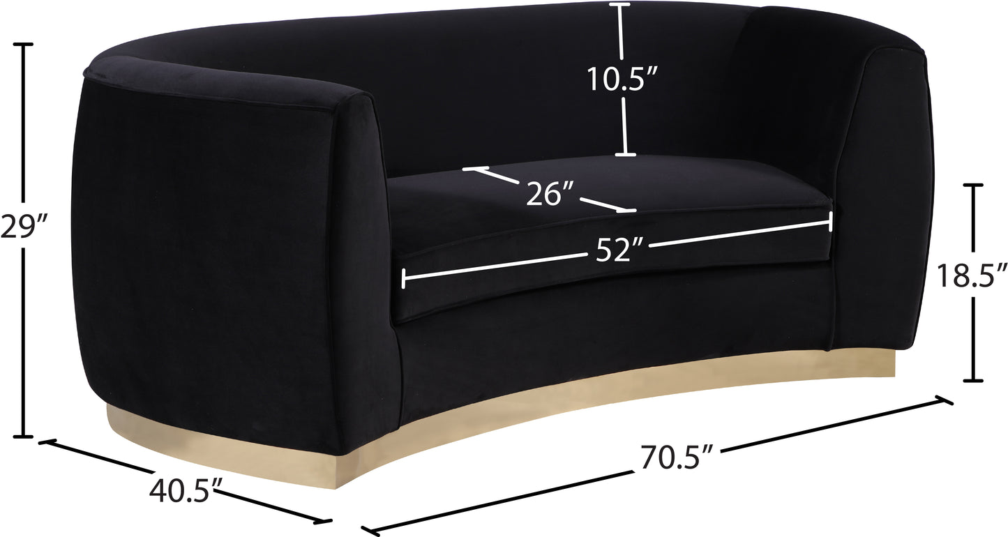 woodloch black velvet loveseat