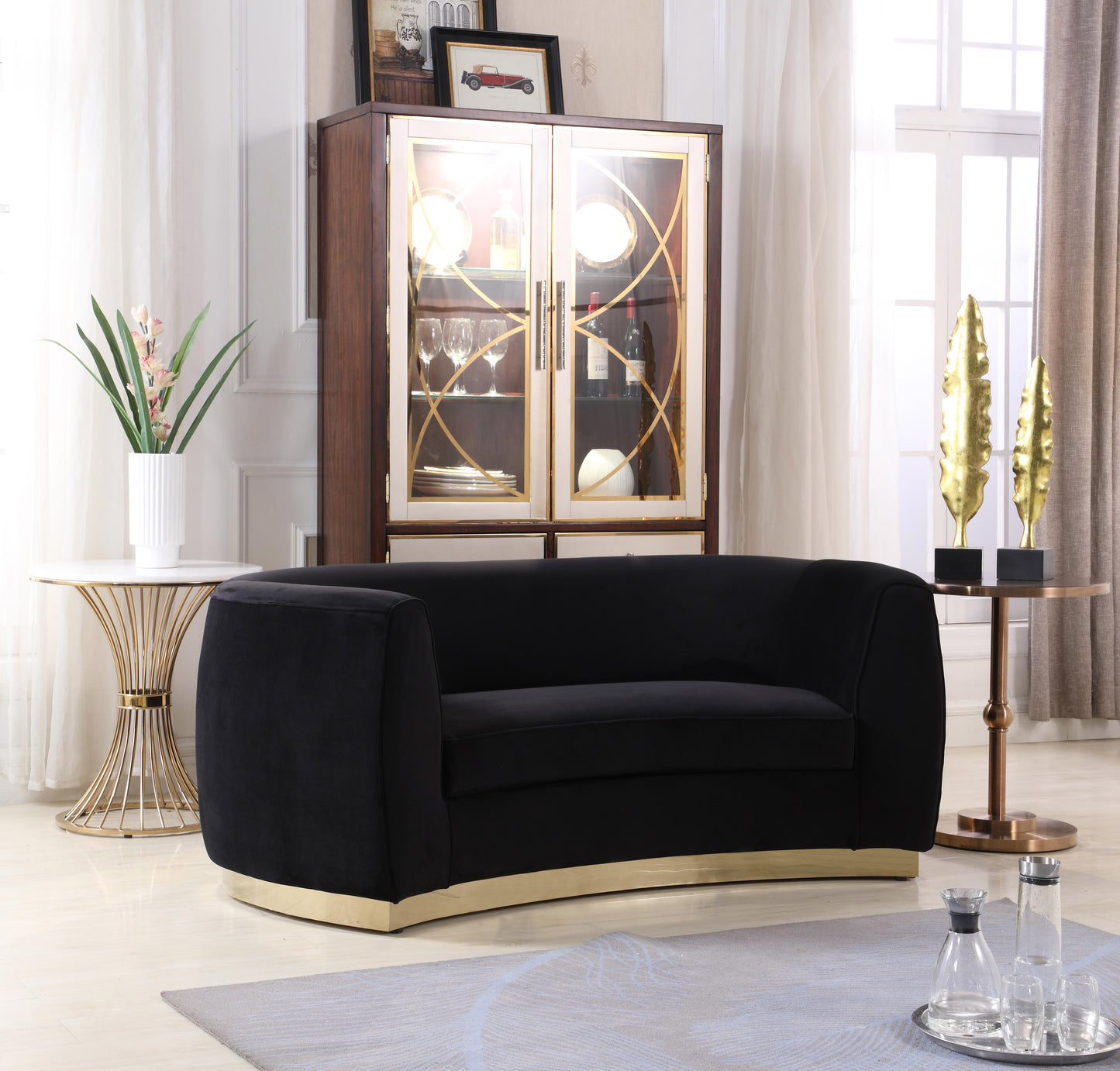 woodloch black velvet loveseat