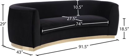 Allure Black Velvet Sofa S