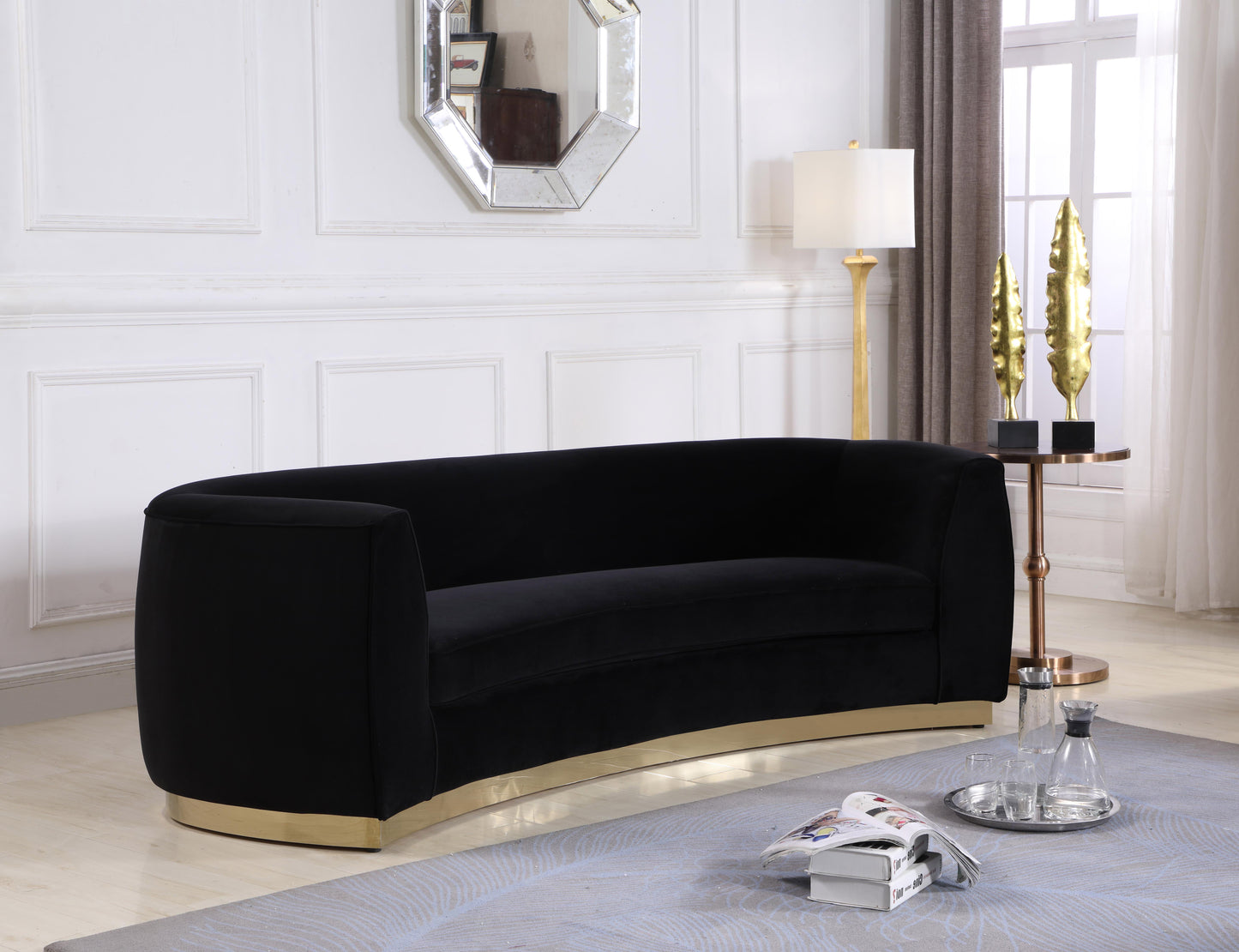 woodloch black velvet sofa