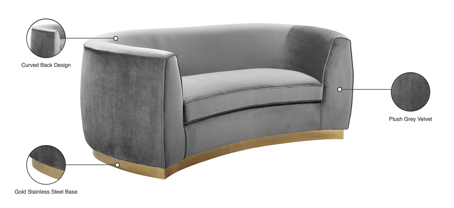 allure grey velvet loveseat l