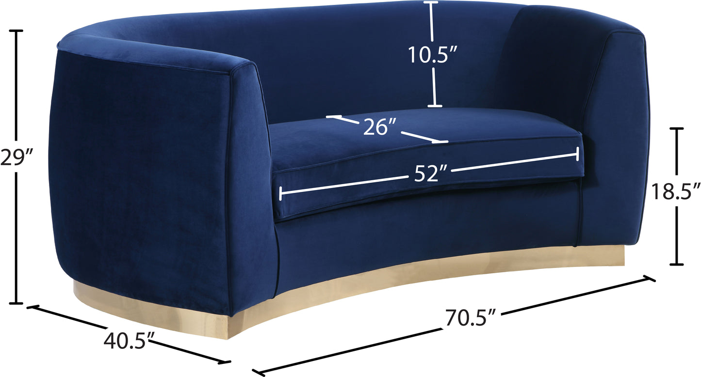 allure navy velvet loveseat l